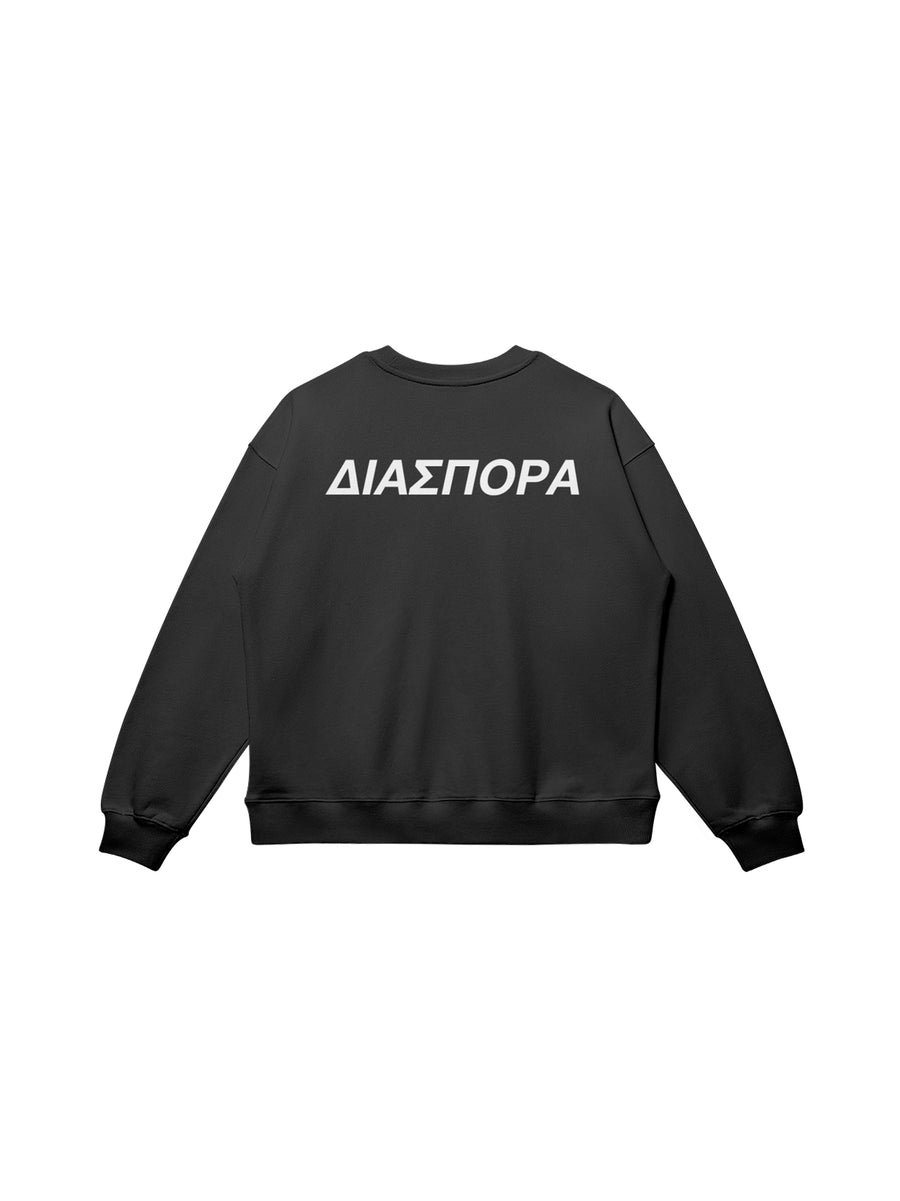DIASPORA CREW NECK IN HEAVY COTTON FRENCH TERRY — BLACK