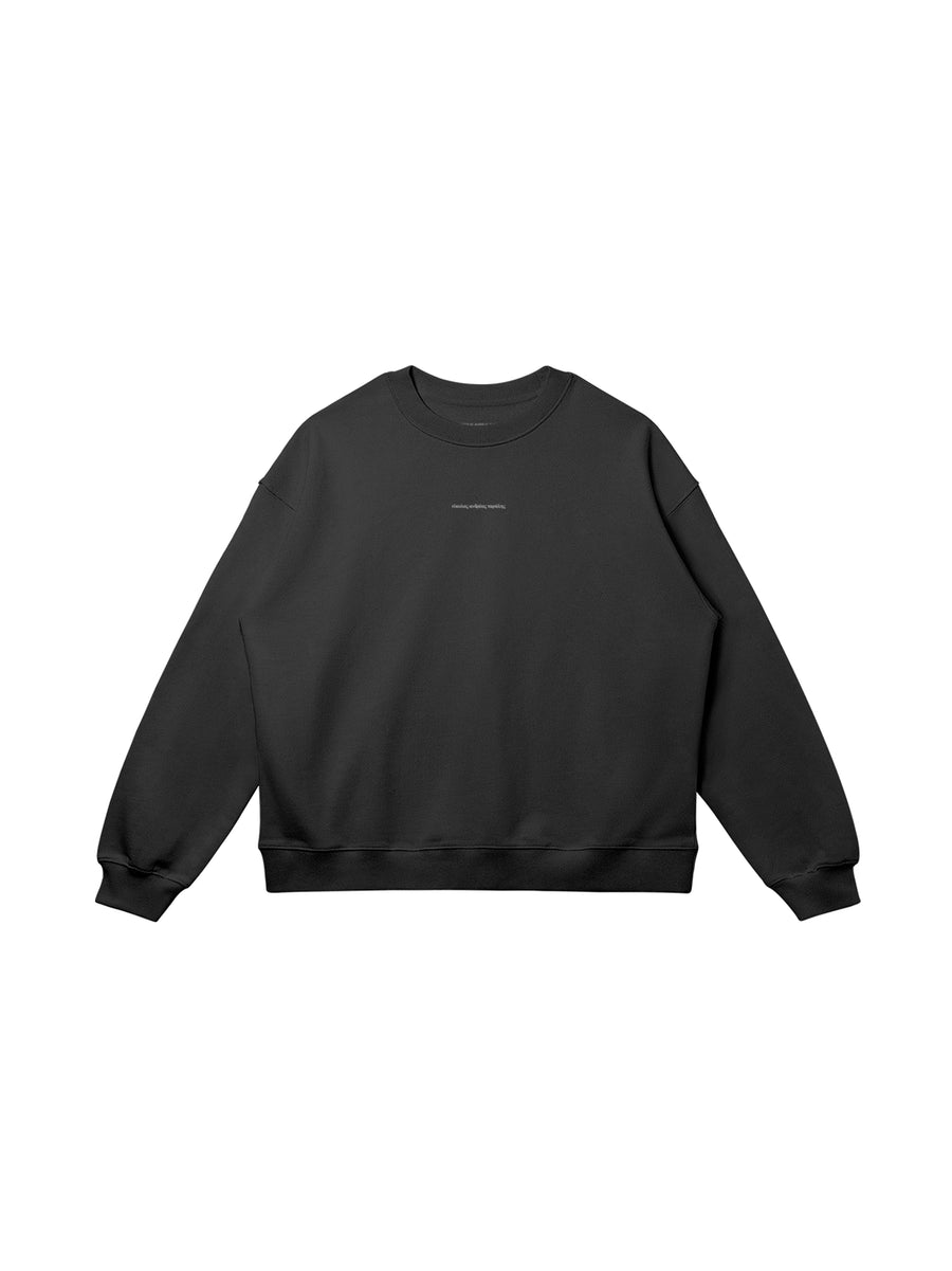 DIASPORA CREW NECK IN HEAVY COTTON FRENCH TERRY — BLACK