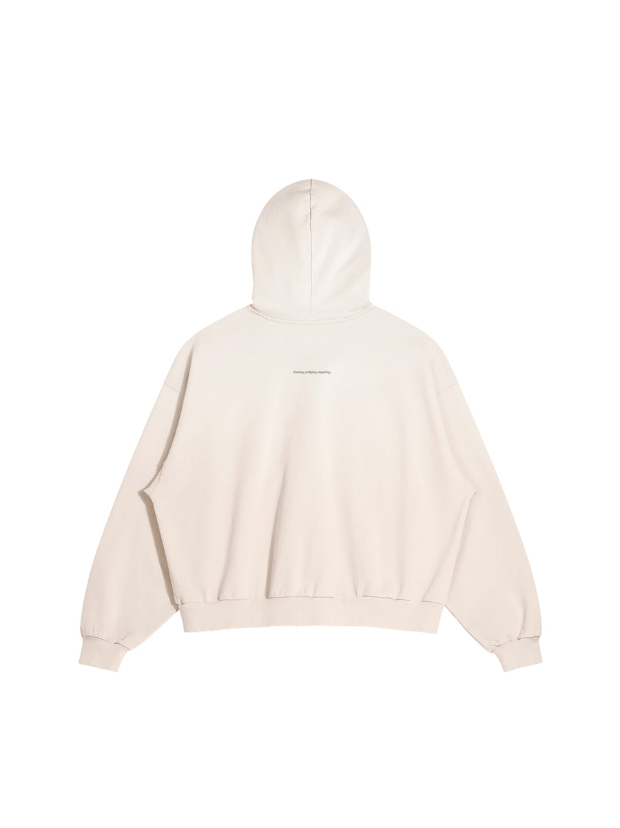 EPIRUS EAGLE HOODIE IN HEAVY COTTON FRENCH TERRY — LIGHT BEIGE