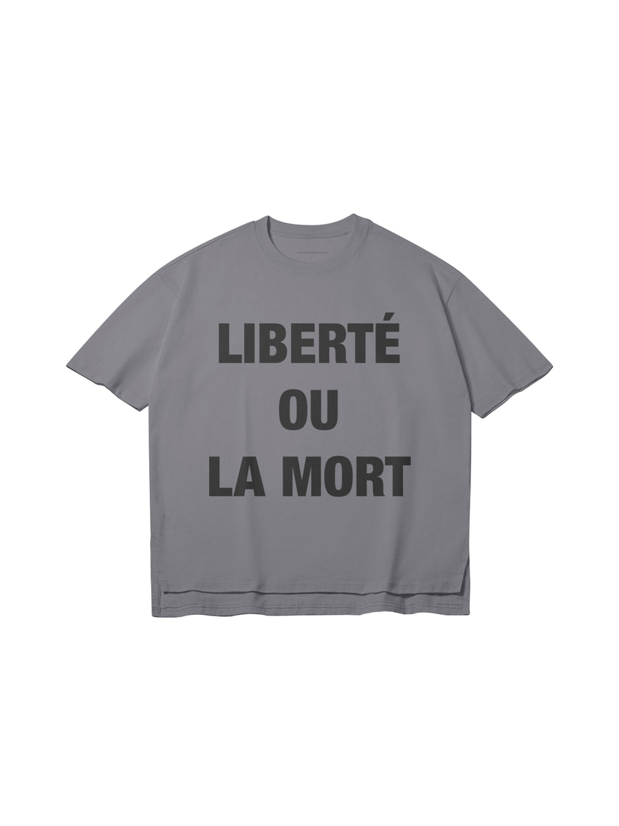 FREEDOM OR DEATH T-SHIRT IN COTTON JERSEY — GREY