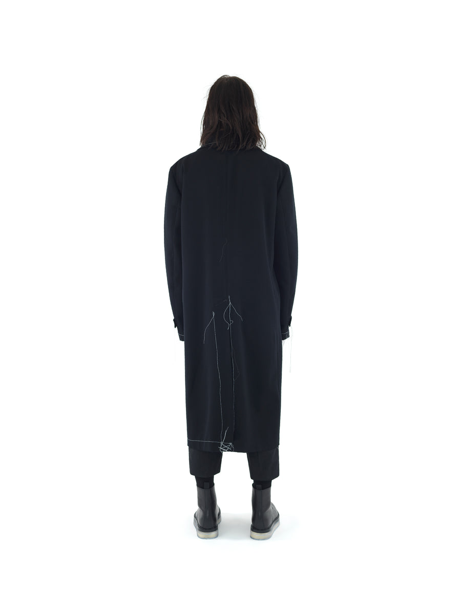 HAND TAILORED 4 POCKET TRENCH IN GABARDINE AERO WOOL — BLACK