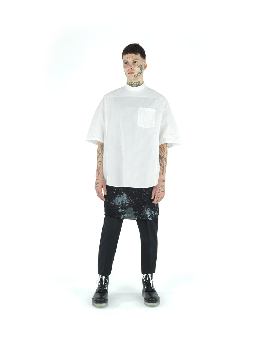 LE25 DOCTOR'S SHORT SLEEVE TOP IN WASHED VINTAGE COTTON RIPSTOP — VINTAGE WHITE