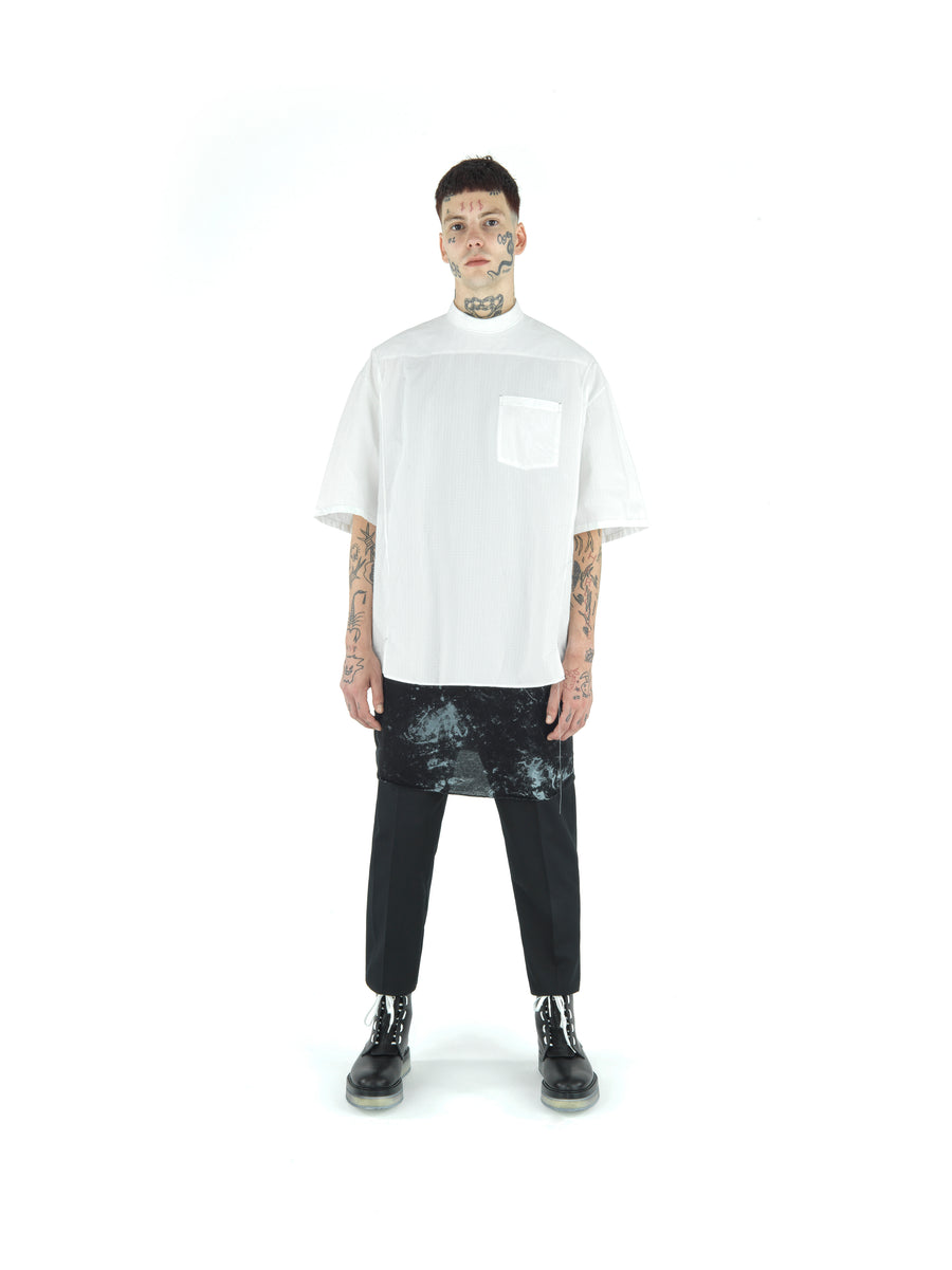 LE25 DOCTOR'S SHORT SLEEVE TOP IN WASHED VINTAGE COTTON RIPSTOP — VINTAGE WHITE