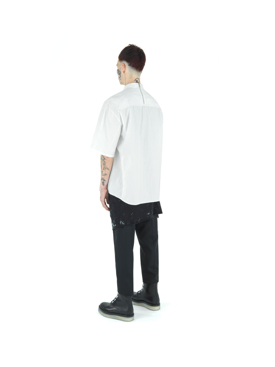 LE25 DOCTOR'S SHORT SLEEVE TOP IN WASHED VINTAGE COTTON RIPSTOP — VINTAGE WHITE