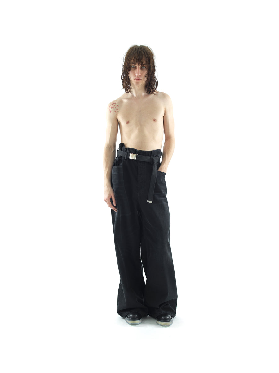 LE25 AGED DENIM OVERSIZED SKATER JEAN, HERITAGE RING DENIM — BLACK