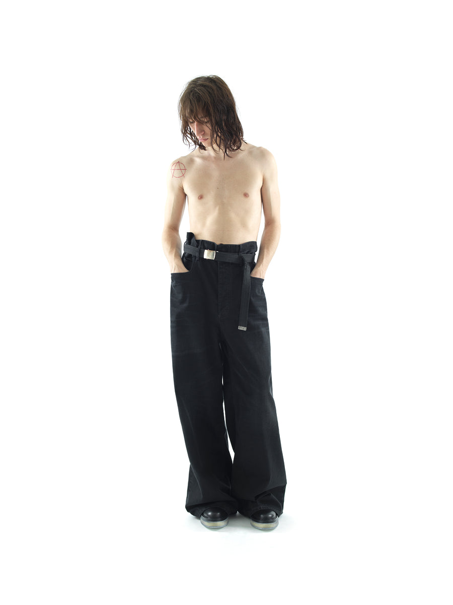 LE25 AGED DENIM OVERSIZED SKATER JEAN, HERITAGE RING DENIM — BLACK