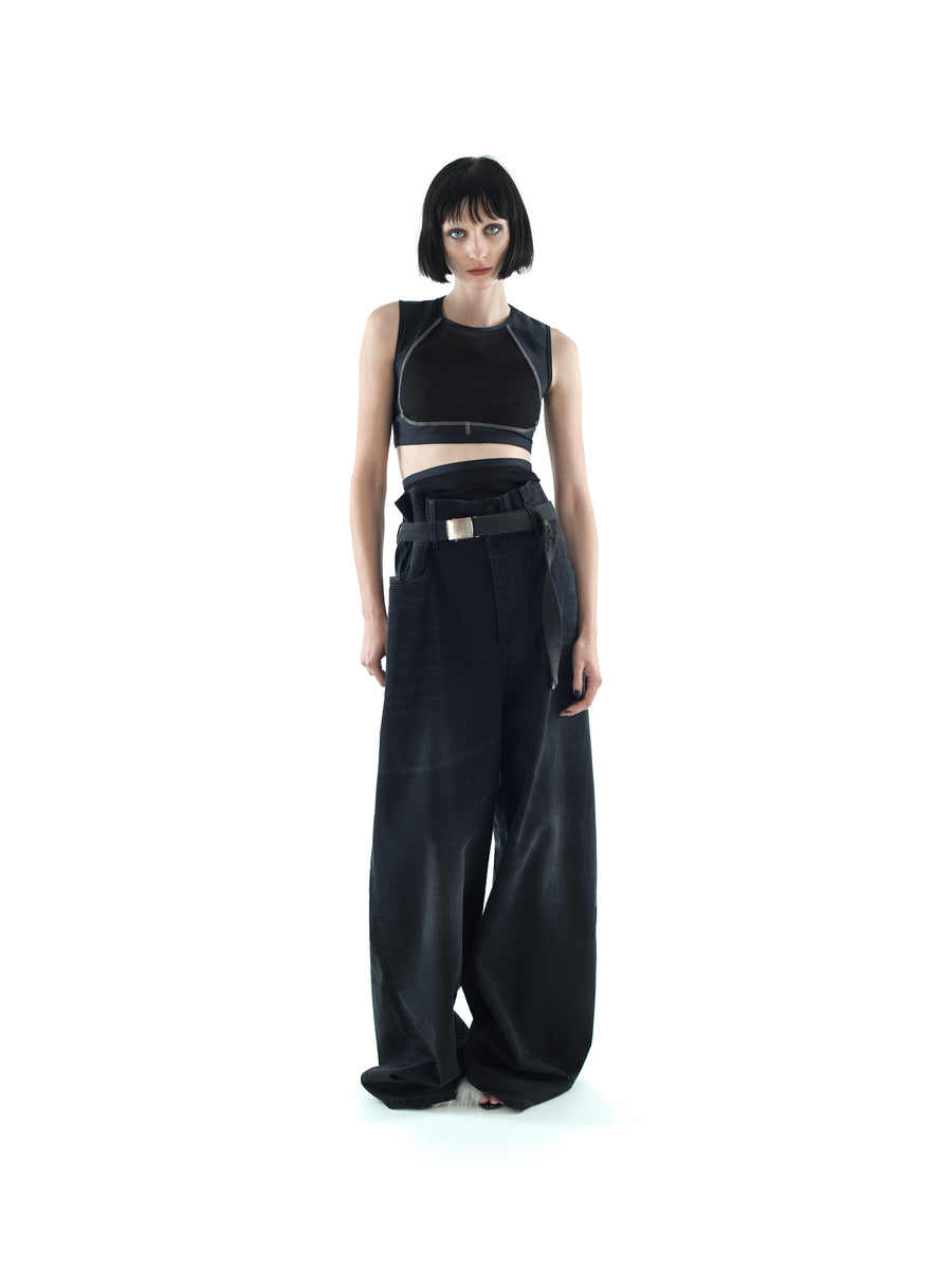 AGED DENIM OVERSIZED SKATER JEAN, HERITAGE RING DENIM — BLACK