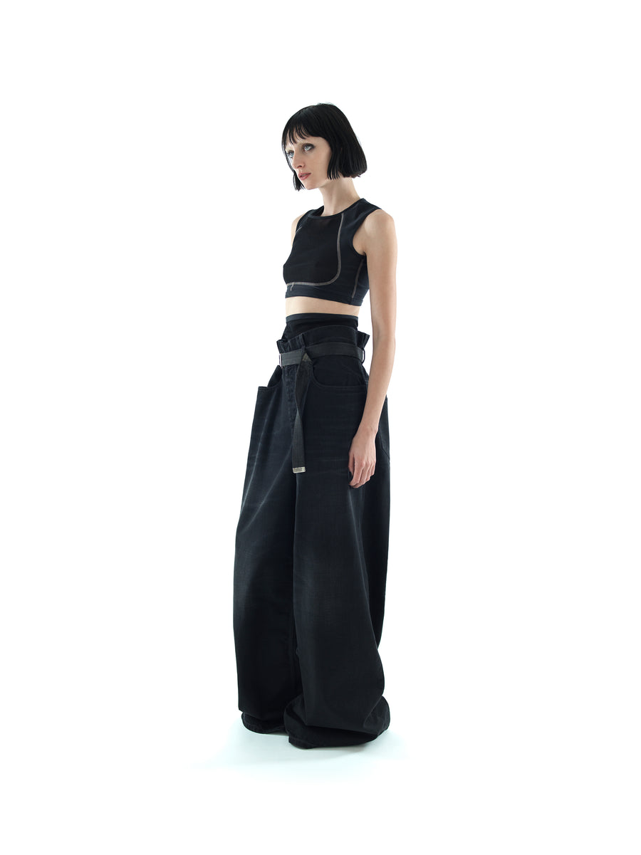 AGED DENIM OVERSIZED SKATER JEAN, HERITAGE RING DENIM — BLACK