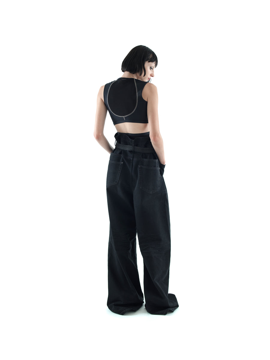 AGED DENIM OVERSIZED SKATER JEAN, HERITAGE RING DENIM — BLACK