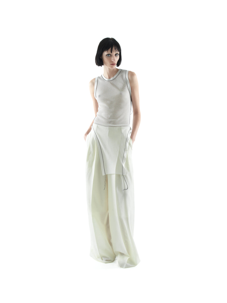 VISCOSE JERSEY RIB TANK TOP — CHALK