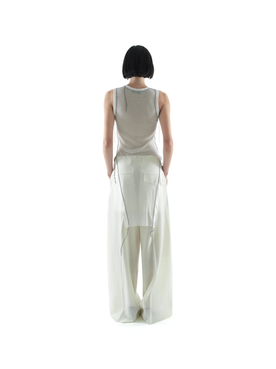 VISCOSE JERSEY RIB TANK TOP — CHALK