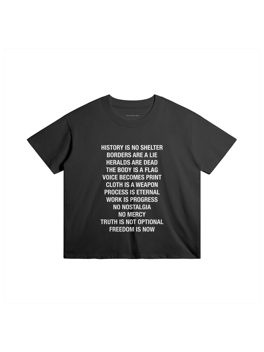 SLOGAN POEM T-SHIRT IN COTTON JERSEY — BLACK