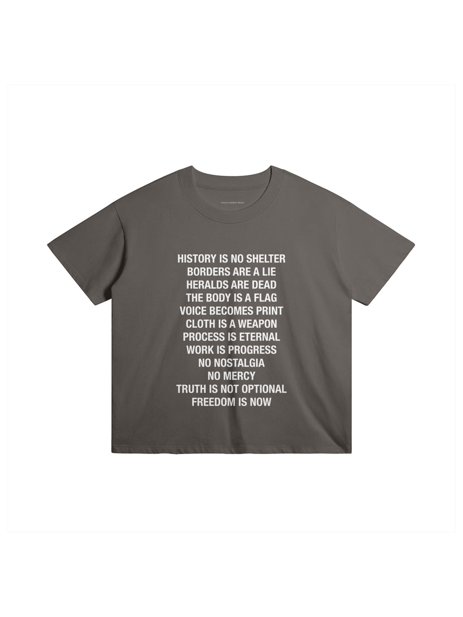 SLOGAN POEM T-SHIRT IN COTTON JERSEY — GREY