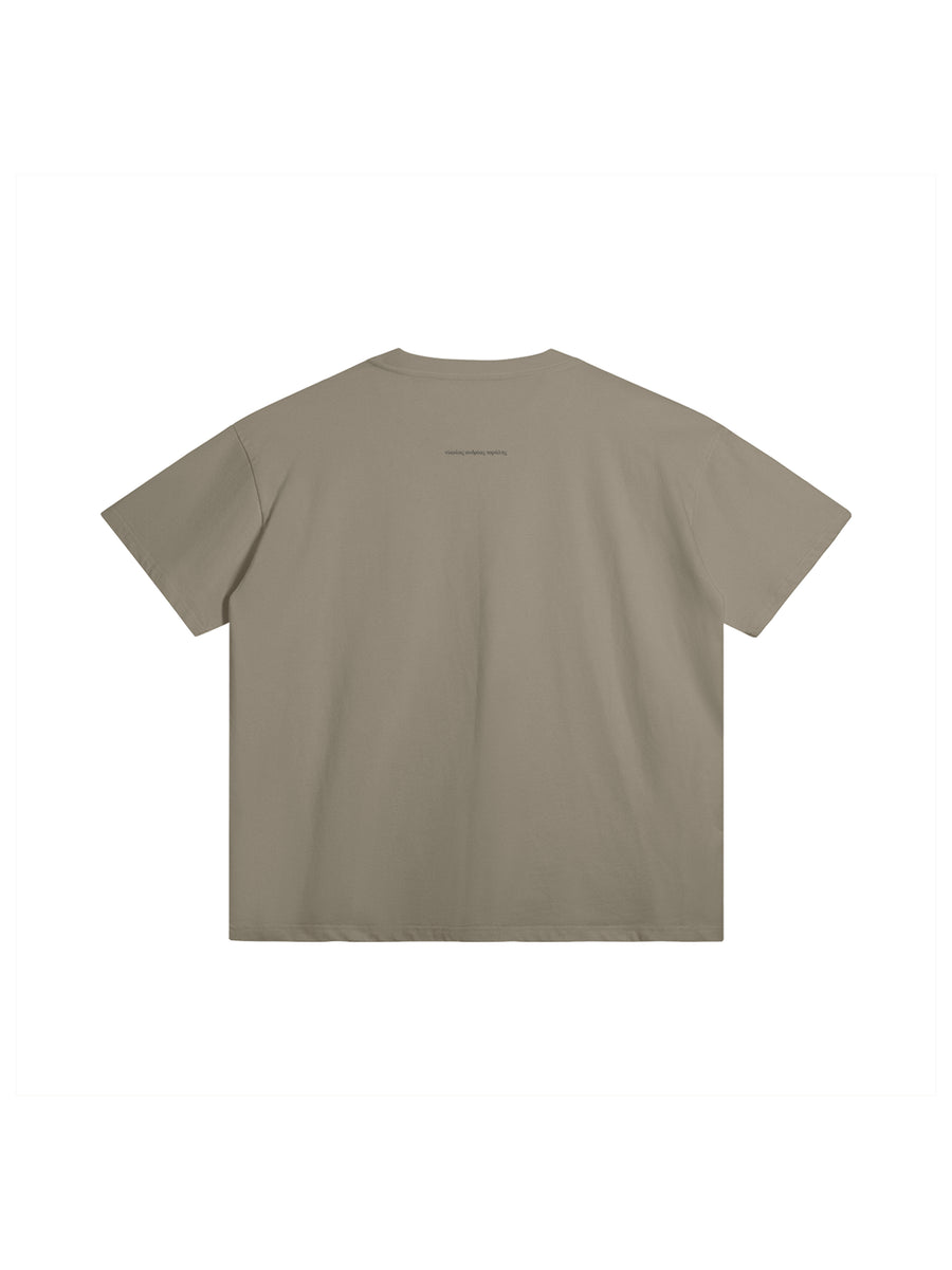 SLOGAN POEM T-SHIRT IN COTTON JERSEY — KHAKI