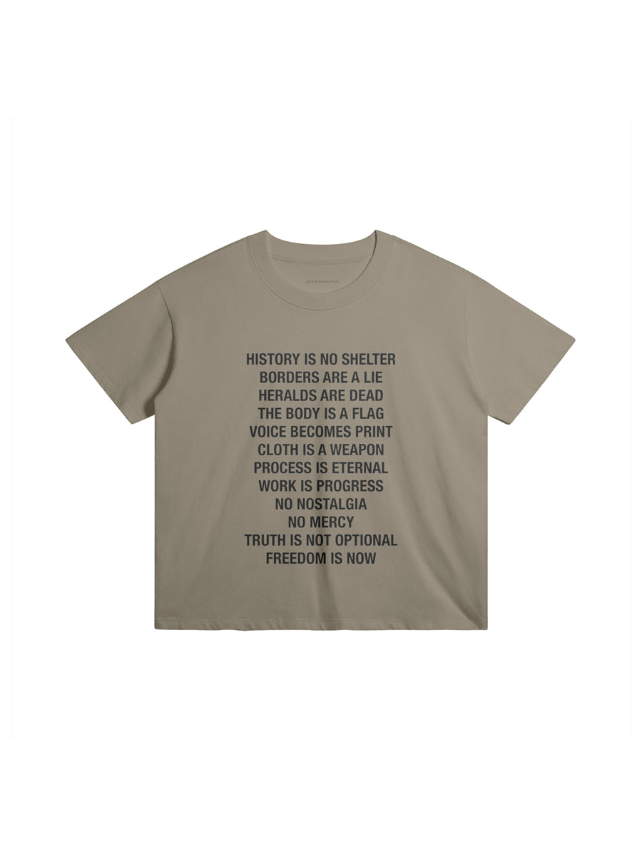 SLOGAN POEM T-SHIRT IN COTTON JERSEY — KHAKI