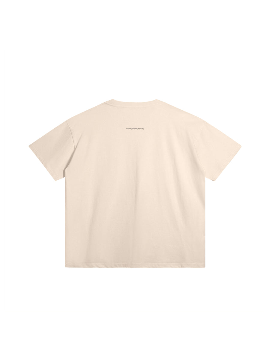 SLOGAN POEM T-SHIRT IN COTTON JERSEY — LIGHT BEIGE