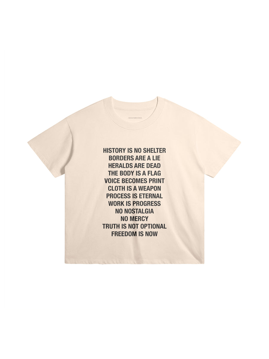 SLOGAN POEM T-SHIRT IN COTTON JERSEY — LIGHT BEIGE