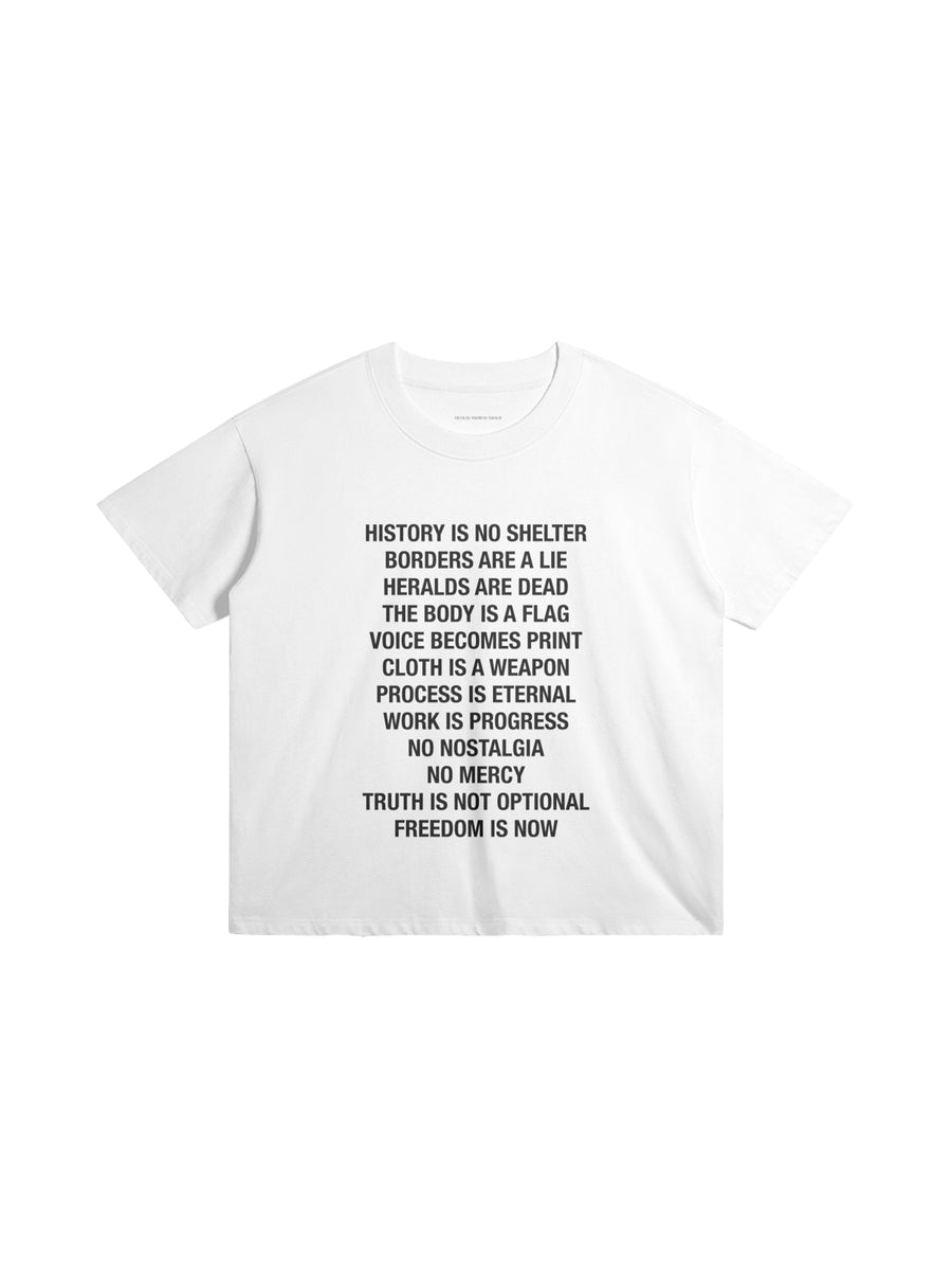 SLOGAN POEM T-SHIRT IN COTTON JERSEY — WHITE