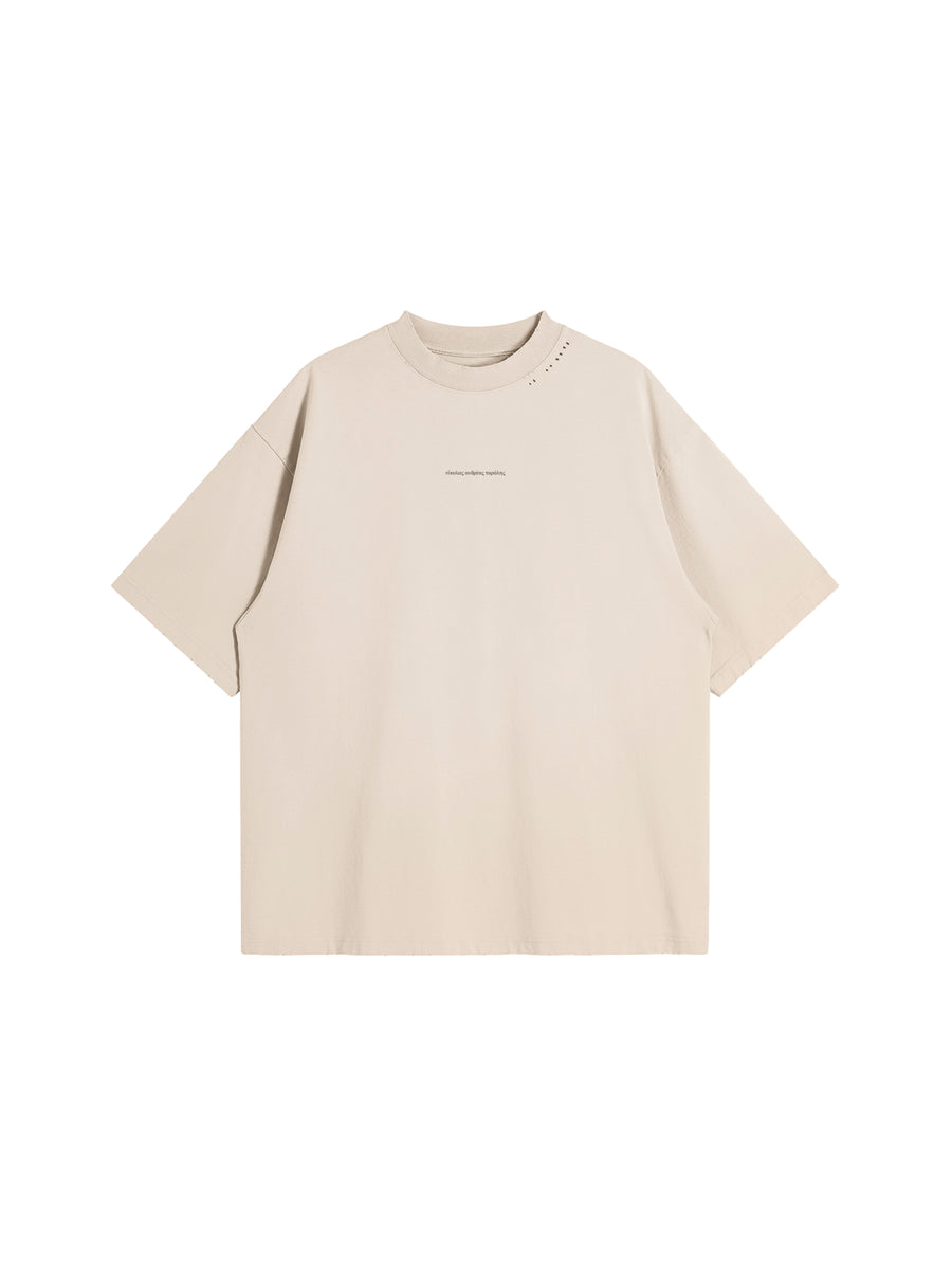 PROTECT AND SURVIVE T-SHIRT IN COTTON JERSEY — LIGHT BEIGE