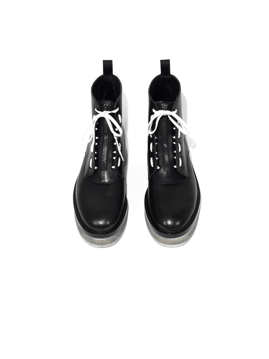 PLATEAU "FAST-ON" BOOTS IN SMOOTH TOSCANO LEATHER — BLACK