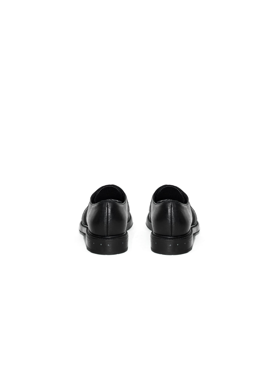 BLOCK HEEL TOP-ELASTICATED DERBIES — BLACK