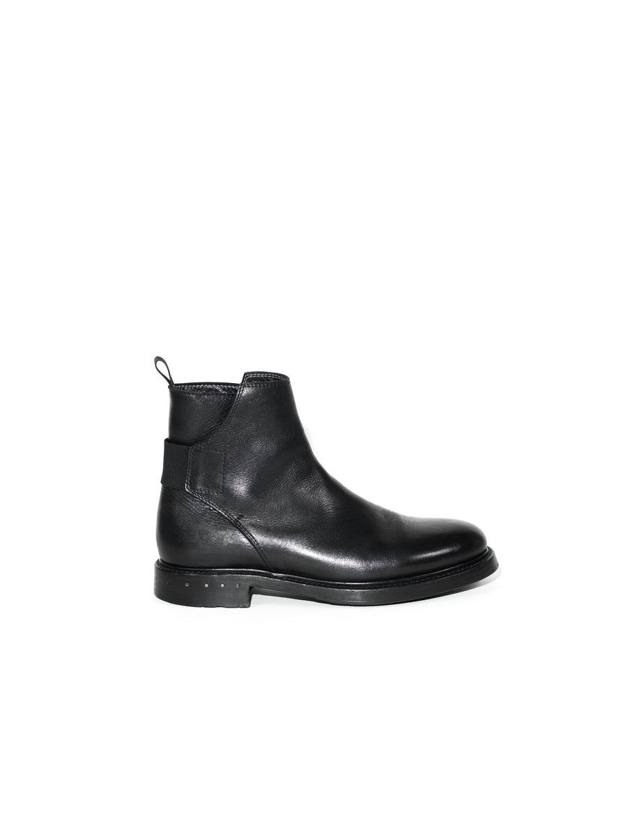 BLOCK HEEL BACK-ELASTICATED CHELSEA BOOTS — BLACK