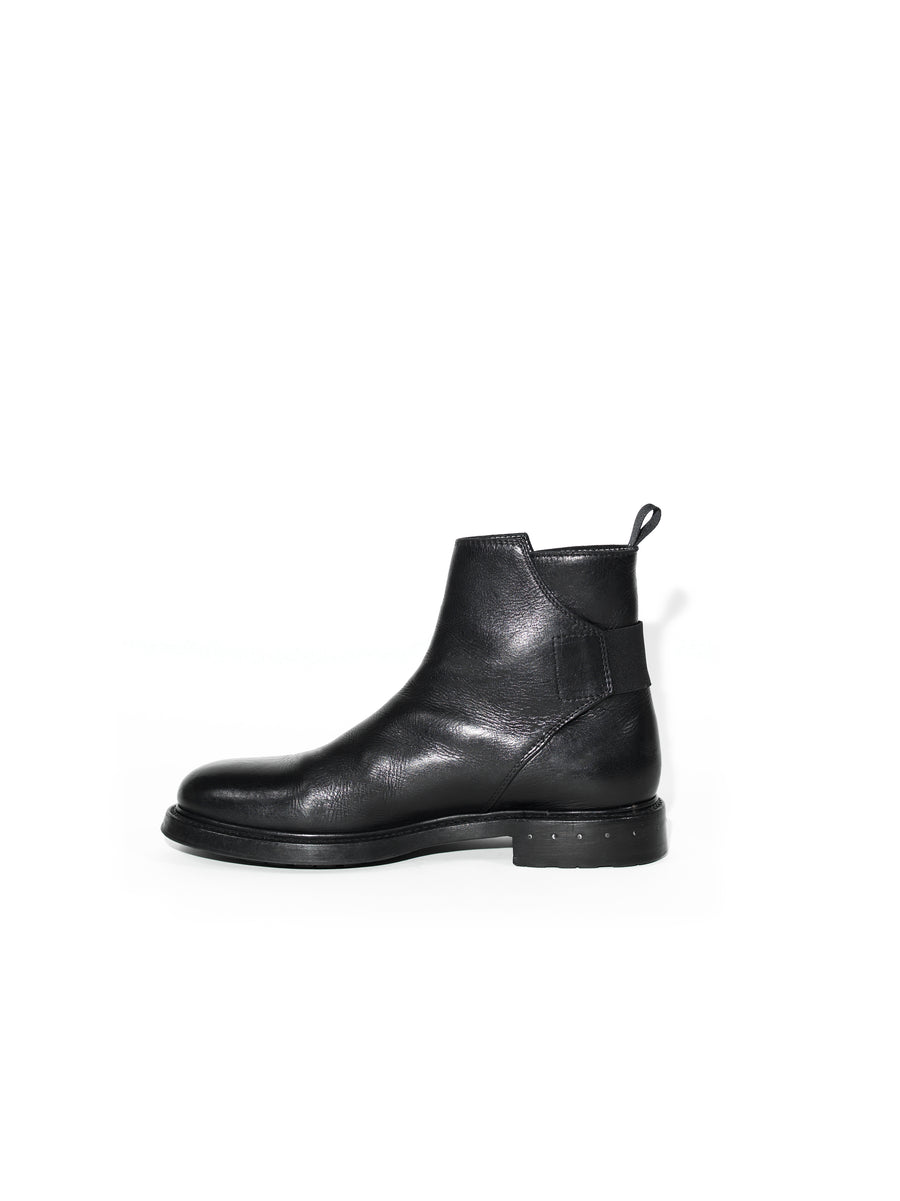 BLOCK HEEL BACK-ELASTICATED CHELSEA BOOTS — BLACK