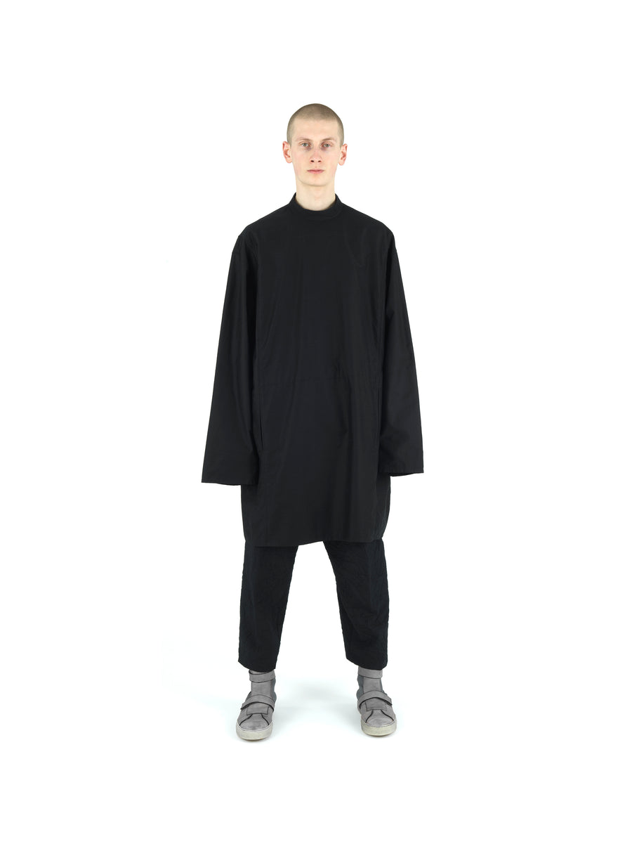 LE25 DOCTOR'S TUNIC IN SLUB YARN LIGHT COTTON MOLESKIN — BLACK