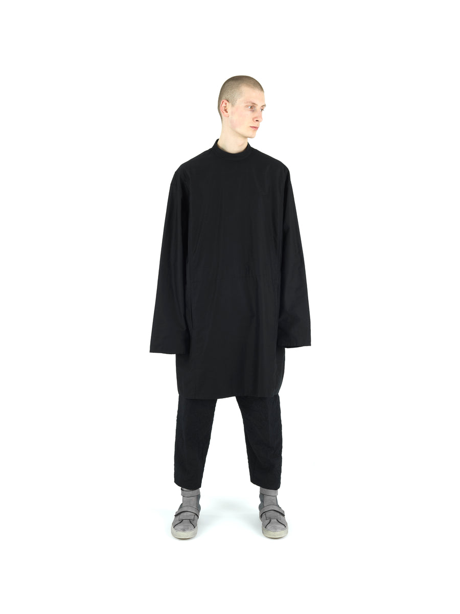 LE25 DOCTOR'S TUNIC IN SLUB YARN LIGHT COTTON MOLESKIN — BLACK