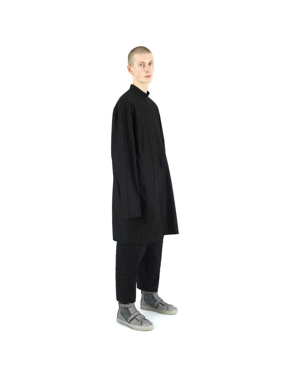 LE25 DOCTOR'S TUNIC IN SLUB YARN LIGHT COTTON MOLESKIN — BLACK