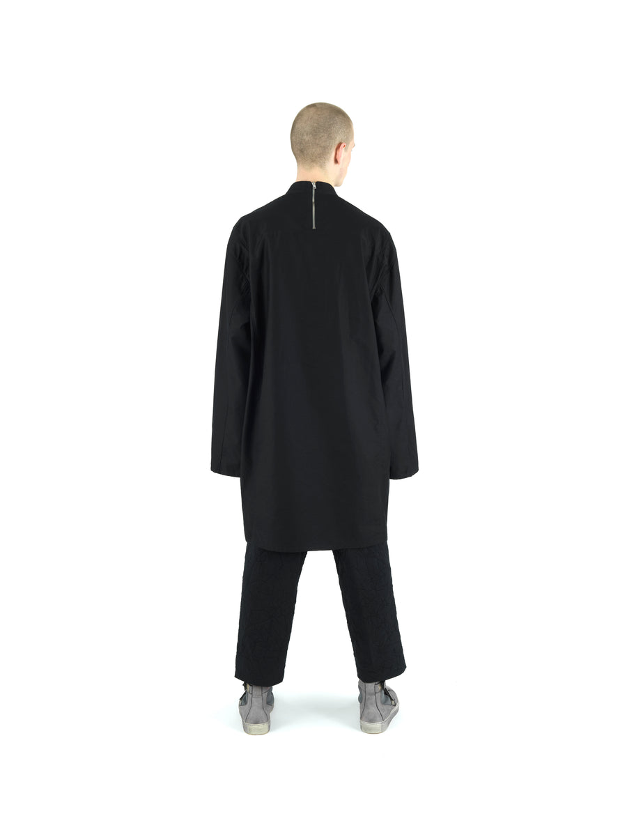 LE25 DOCTOR'S TUNIC IN SLUB YARN LIGHT COTTON MOLESKIN — BLACK