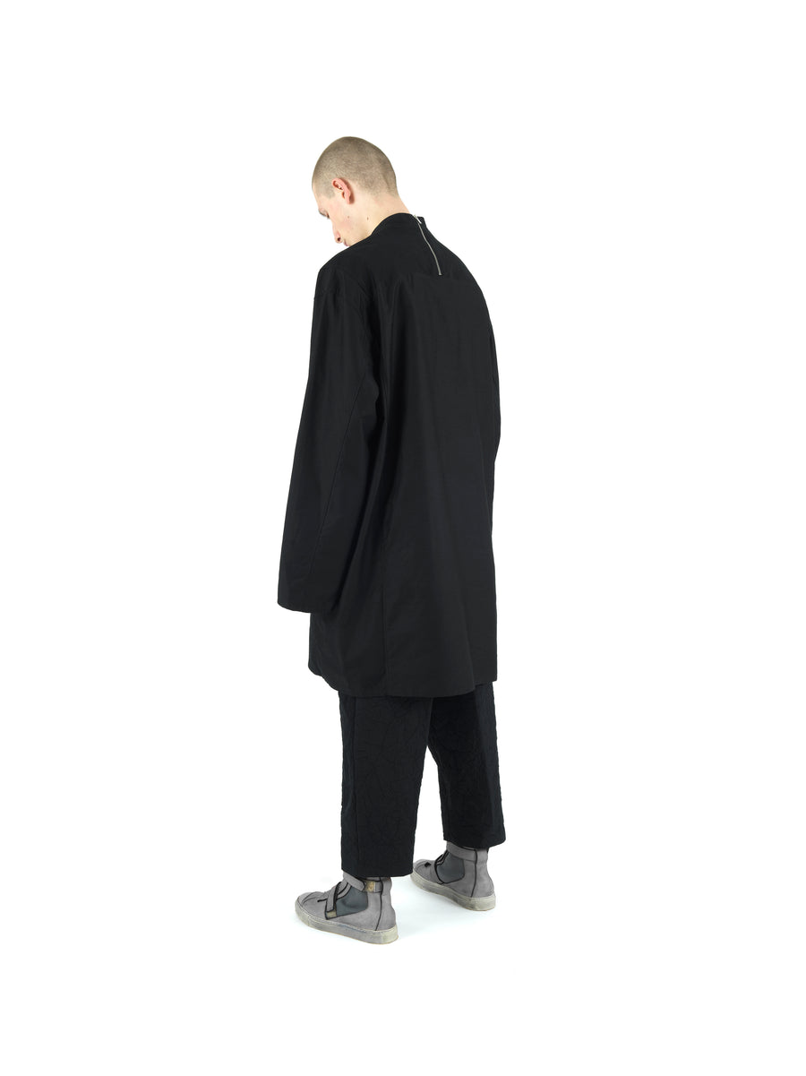 LE25 DOCTOR'S TUNIC IN SLUB YARN LIGHT COTTON MOLESKIN — BLACK