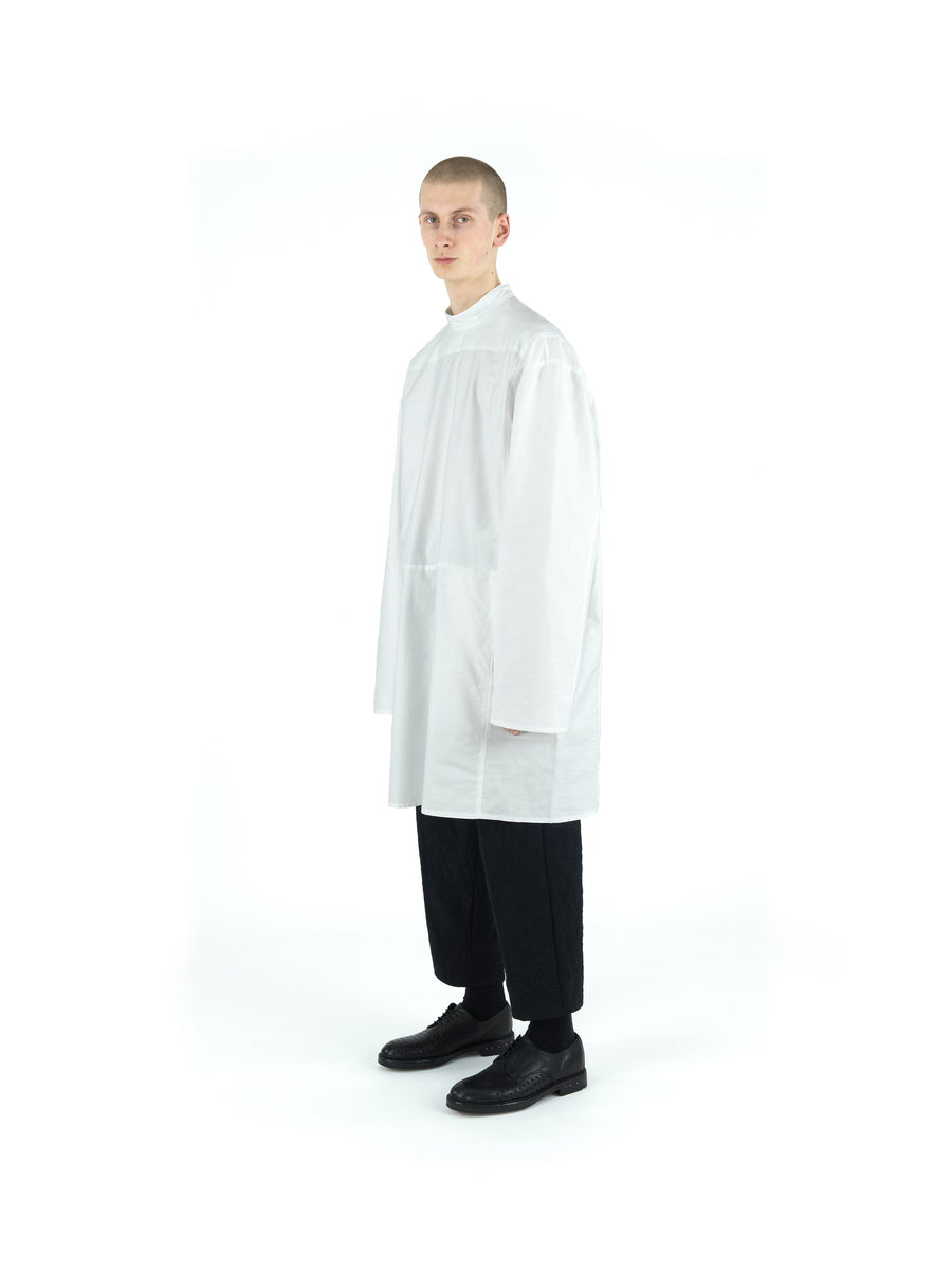 LE25 DOCTOR'S TUNIC IN SLUB YARN LIGHT COTTON MOLESKIN — VINTAGE WHITE
