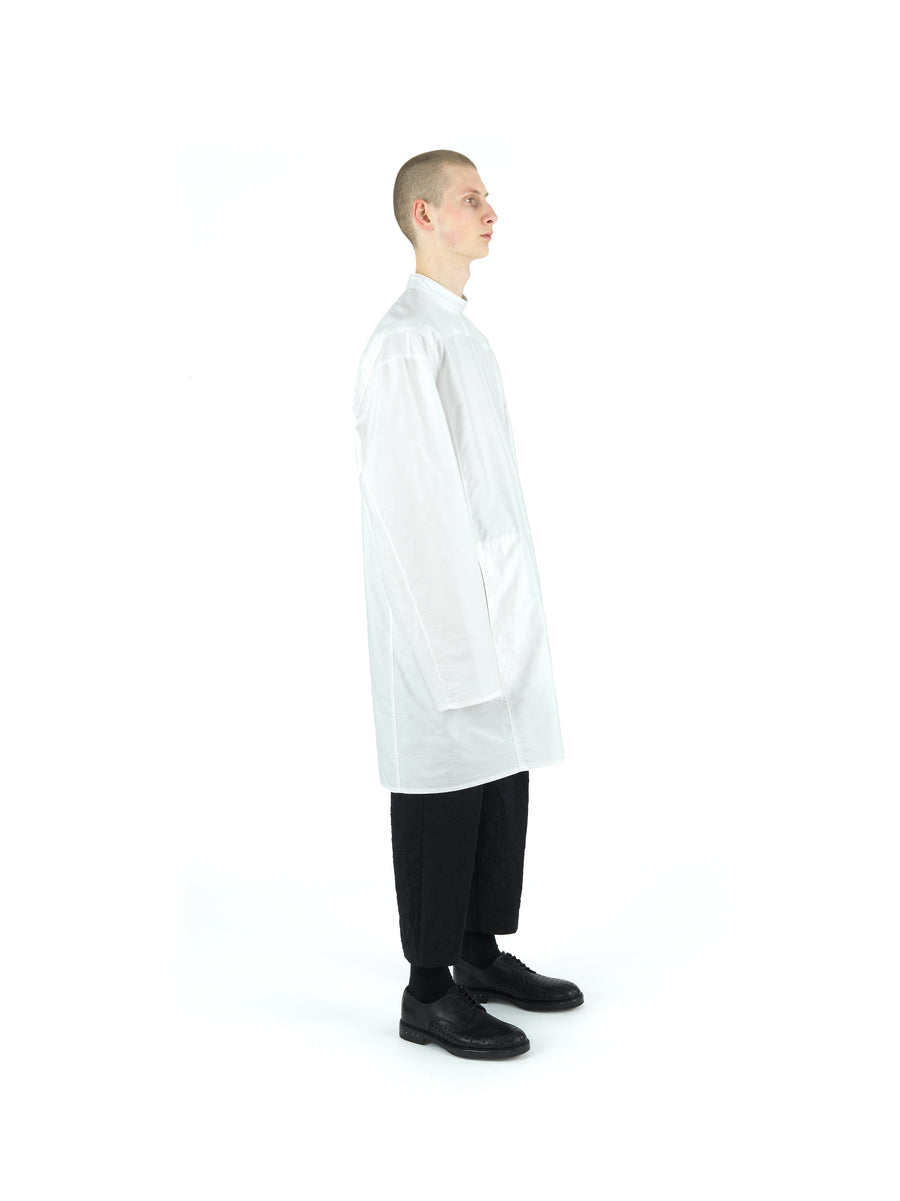 LE25 DOCTOR'S TUNIC IN SLUB YARN LIGHT COTTON MOLESKIN — VINTAGE WHITE