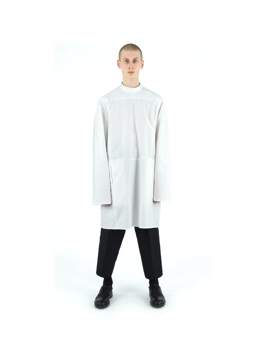 LE25 DOCTOR'S TUNIC IN SLUB YARN LIGHT COTTON MOLESKIN — VINTAGE WHITE