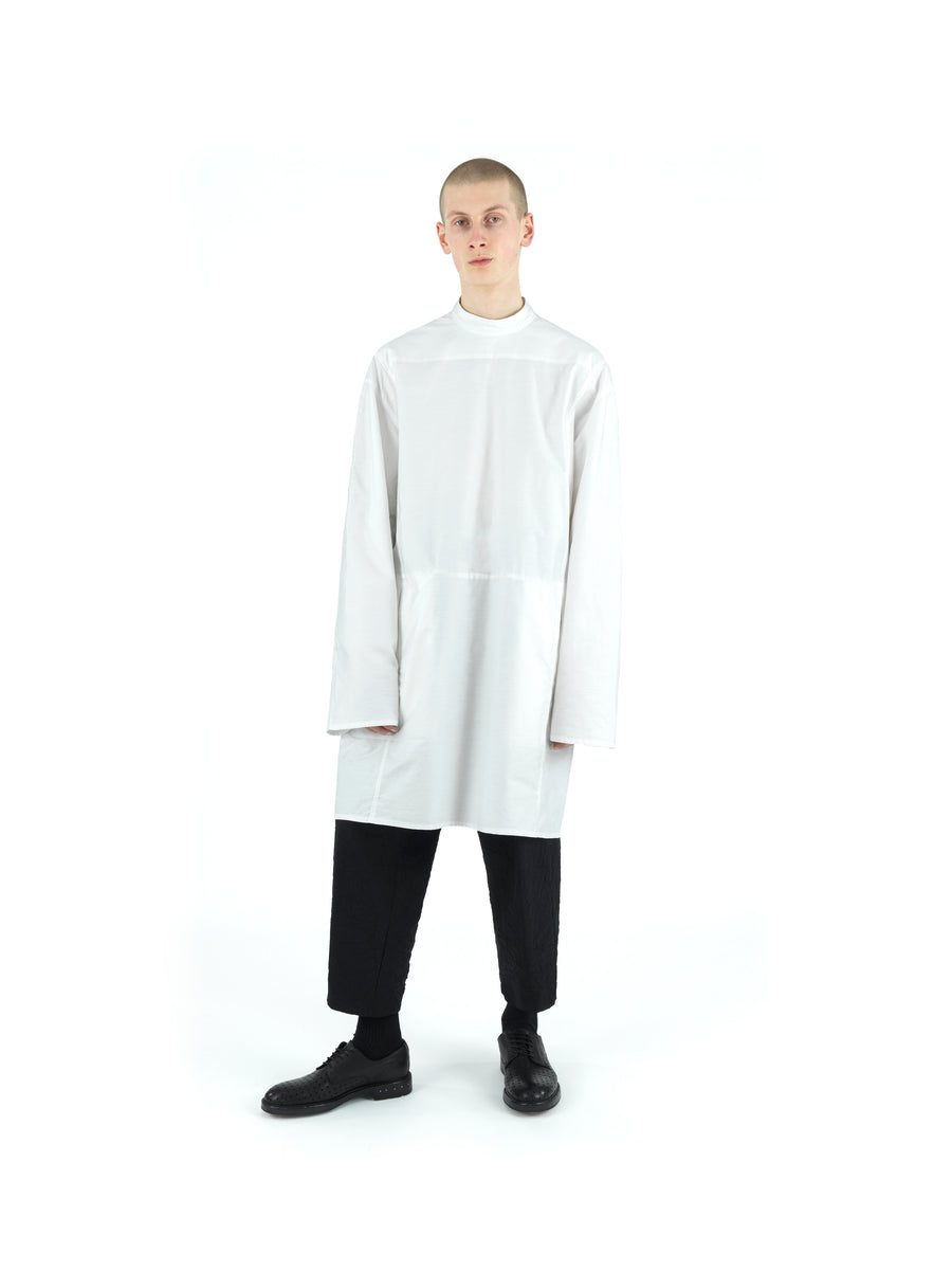 LE25 DOCTOR'S TUNIC IN SLUB YARN LIGHT COTTON MOLESKIN — VINTAGE WHITE