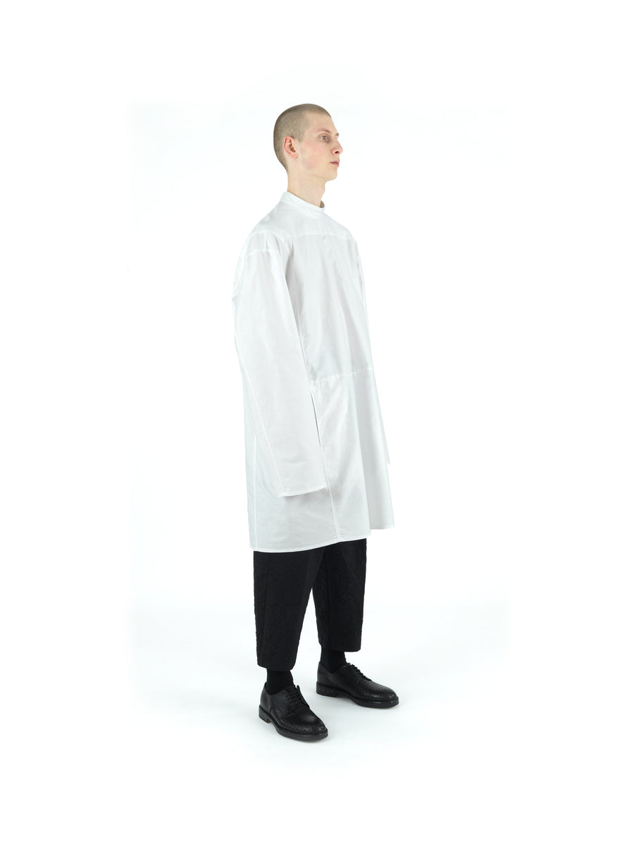 LE25 DOCTOR'S TUNIC IN SLUB YARN LIGHT COTTON MOLESKIN — VINTAGE WHITE