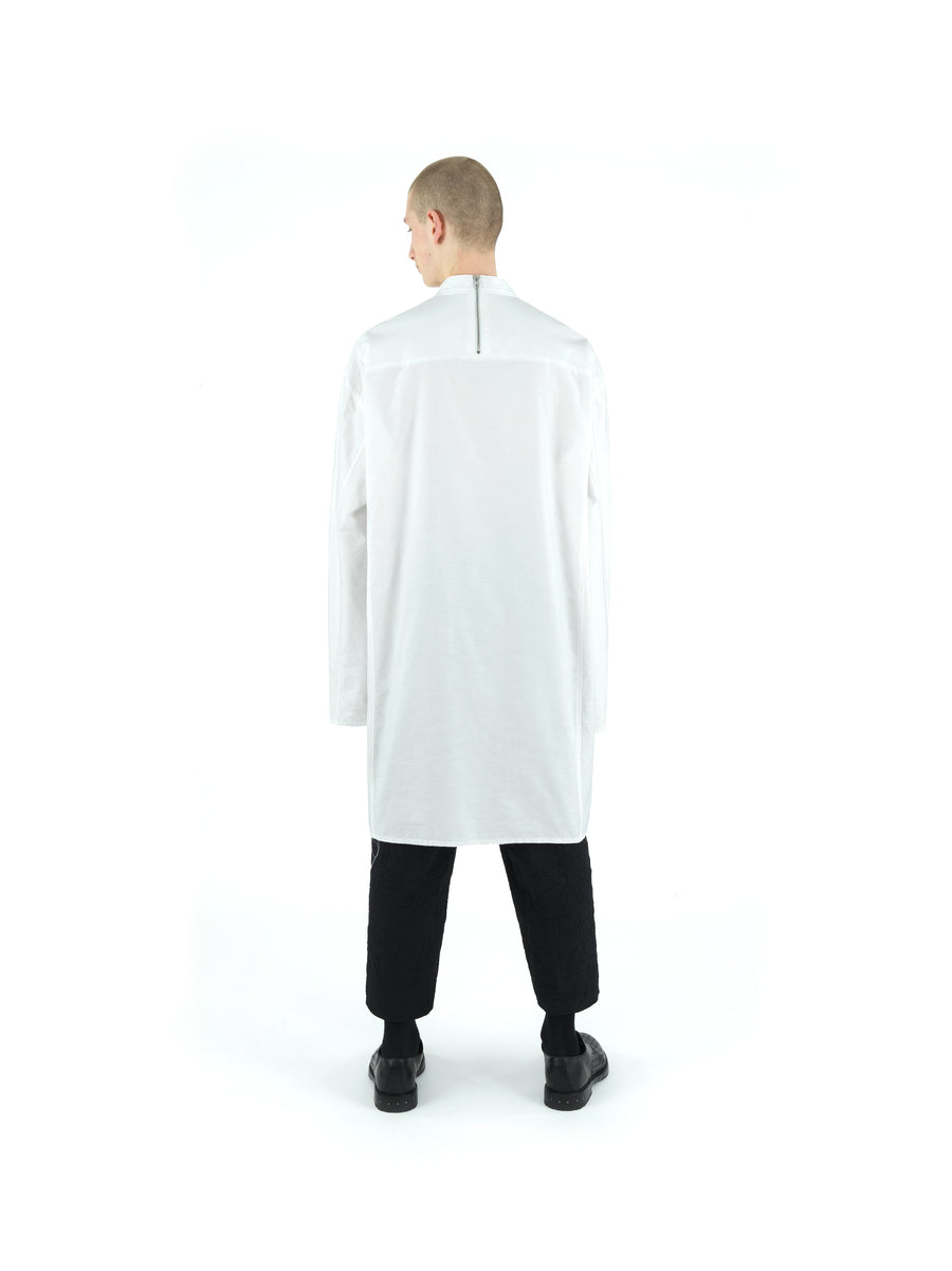 LE25 DOCTOR'S TUNIC IN SLUB YARN LIGHT COTTON MOLESKIN — VINTAGE WHITE