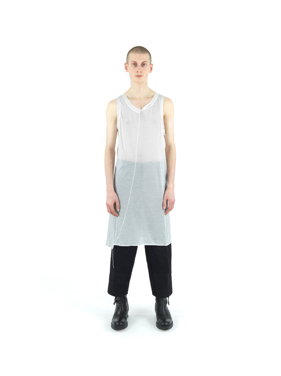 LE25 TANK TOP TUNIC IN TORSION JERSEY COTTON VOILE — VINTAGE WHITE