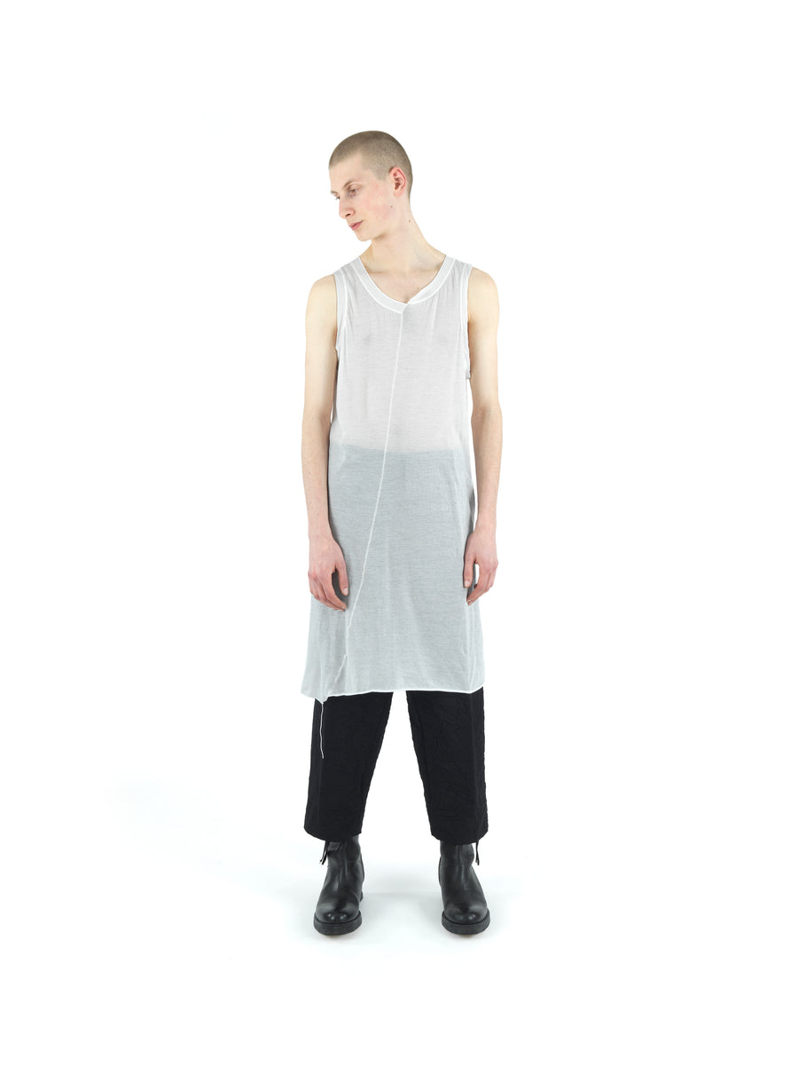 LE25 TANK TOP TUNIC IN TORSION JERSEY COTTON VOILE — VINTAGE WHITE