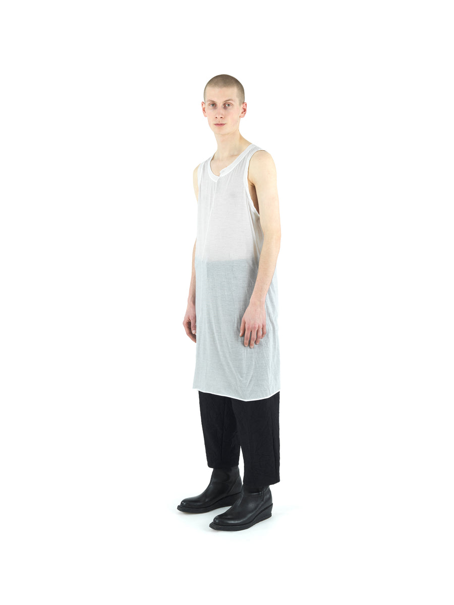 LE25 TANK TOP TUNIC IN TORSION JERSEY COTTON VOILE — VINTAGE WHITE