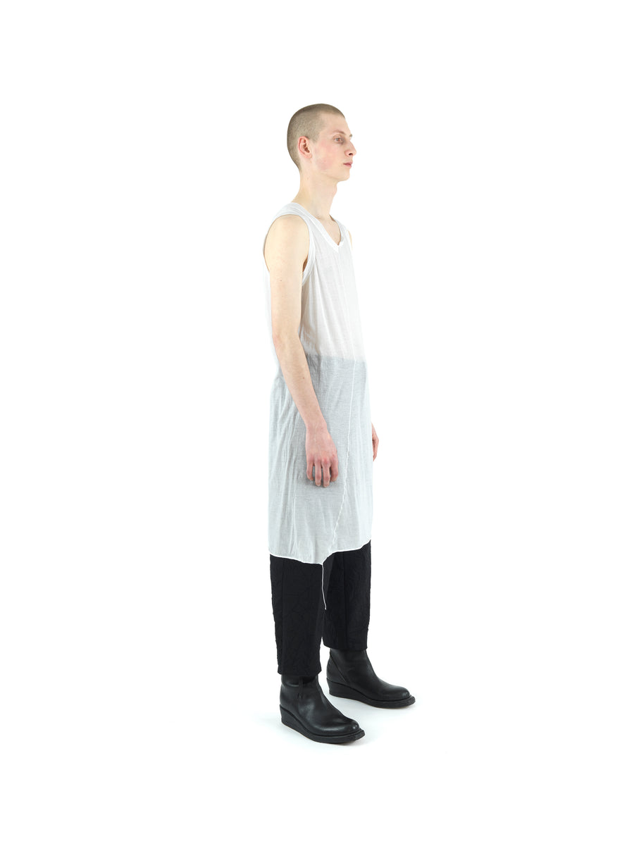 LE25 TANK TOP TUNIC IN TORSION JERSEY COTTON VOILE — VINTAGE WHITE