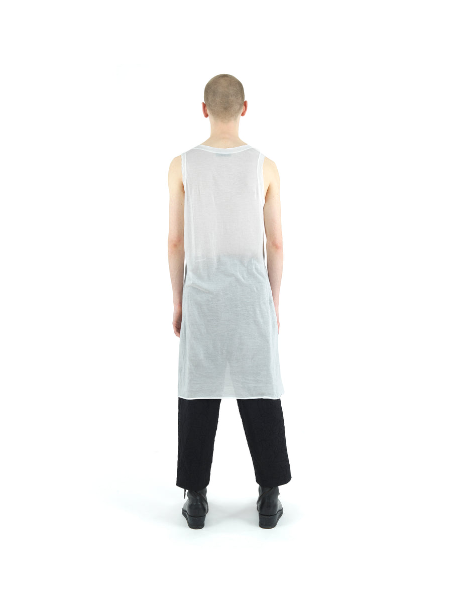 LE25 TANK TOP TUNIC IN TORSION JERSEY COTTON VOILE — VINTAGE WHITE