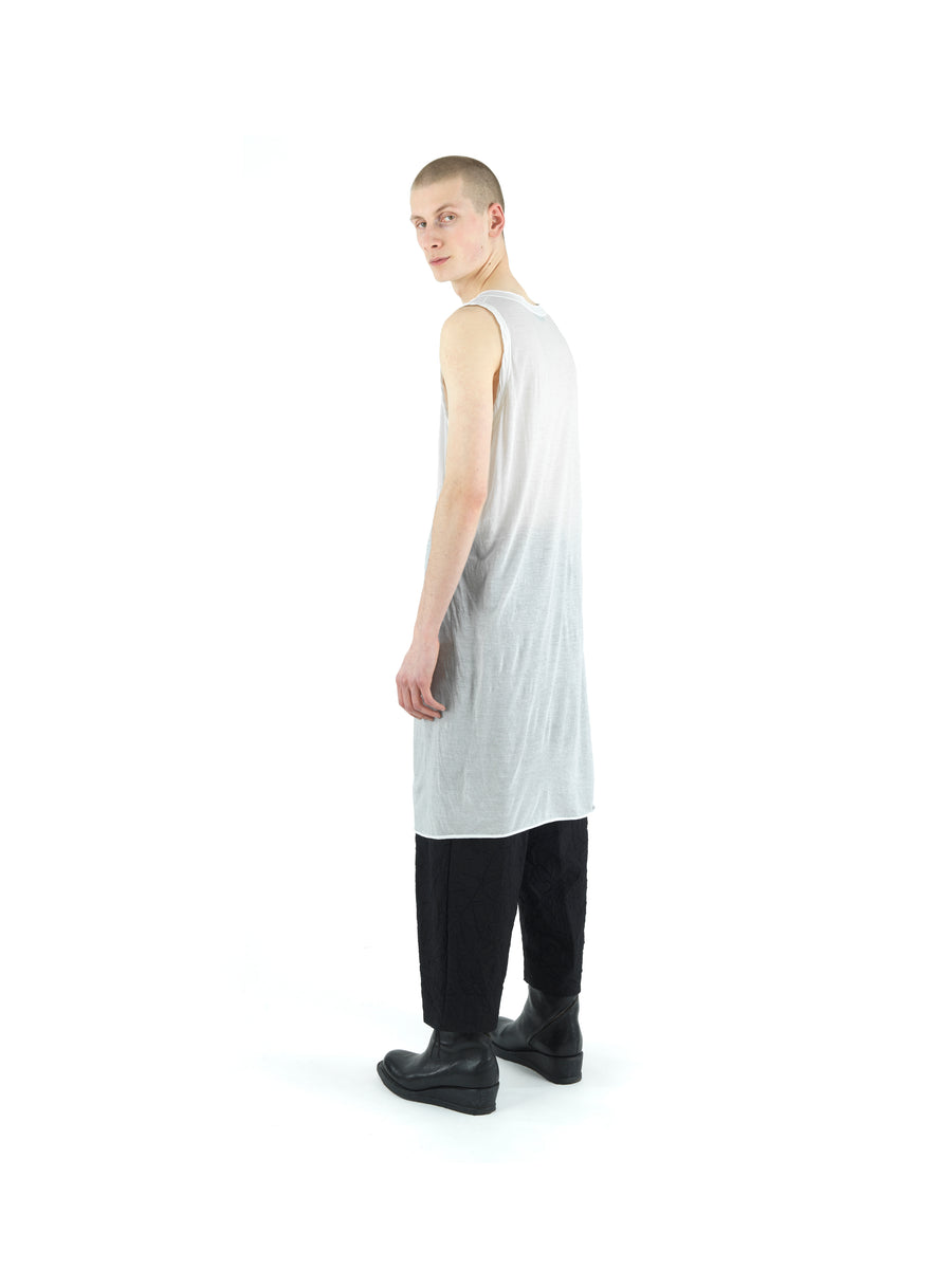 LE25 TANK TOP TUNIC IN TORSION JERSEY COTTON VOILE — VINTAGE WHITE